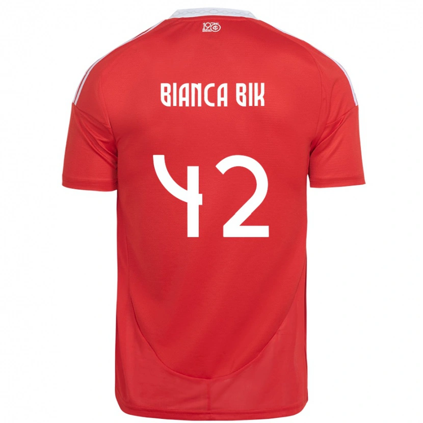 Danxen Męski Bianca Bik #42 Biały Czerwony Domowa Koszulka 2025/26 Koszulki Klubowe