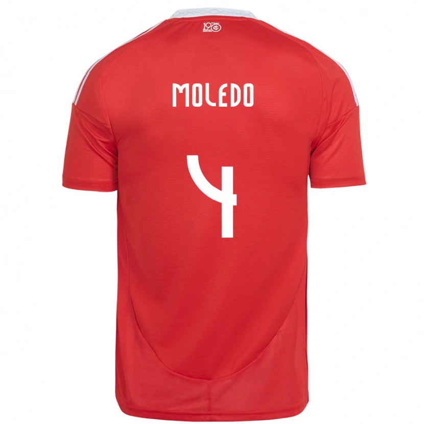 Danxen Męski Rodrigo Moledo #4 Biały Czerwony Domowa Koszulka 2025/26 Koszulki Klubowe