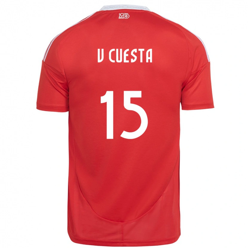 Danxen Męski Victor Cuesta #15 Biały Czerwony Domowa Koszulka 2025/26 Koszulki Klubowe