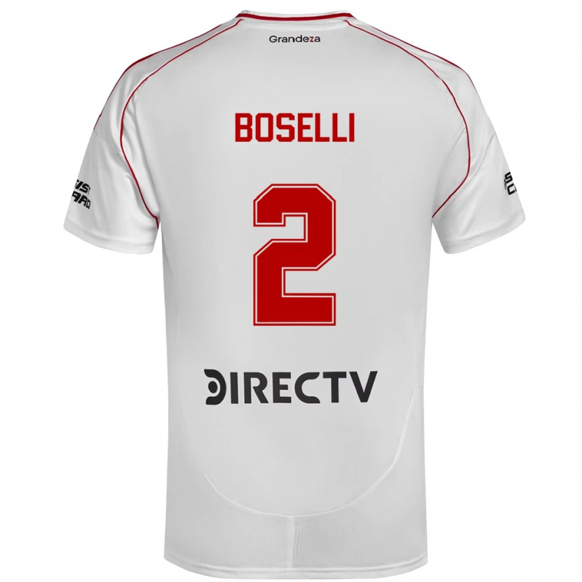 Danxen Męski Sebastián Boselli #2 Biały Czerwony Domowa Koszulka 2025/26 Koszulki Klubowe