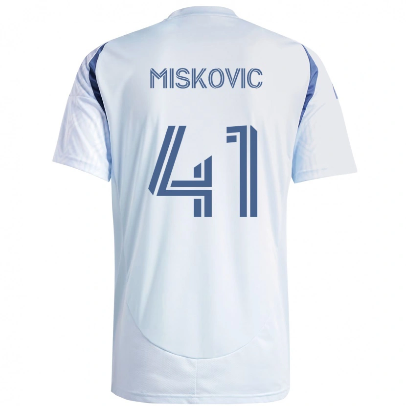 Danxen Męski Mihajlo Miskovic #41 Czerwony Biały Wyjazdowa Koszulka 2025/26 Koszulki Klubowe