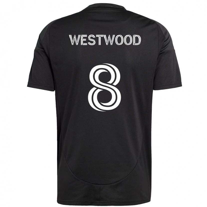 Danxen Męski Ashley Westwood #8 Czarny Biały Wyjazdowa Koszulka 2025/26 Koszulki Klubowe