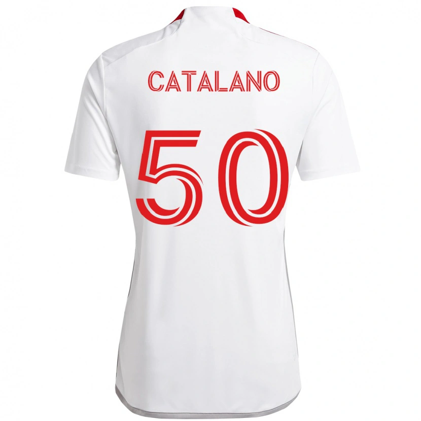 Danxen Męski Gianluca Catalano #50 Biały Czerwony Wyjazdowa Koszulka 2025/26 Koszulki Klubowe