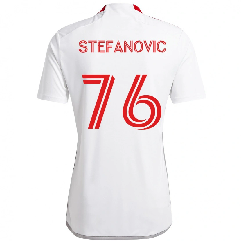 Danxen Męski Lazar Stefanovic #76 Czerwony Biały Wyjazdowa Koszulka 2025/26 Koszulki Klubowe