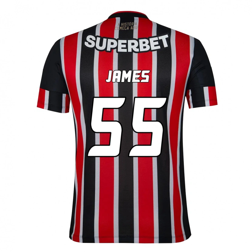 Danxen Męski James Rodriguez #55 Czerwony Czarny Biały Wyjazdowa Koszulka 2025/26 Koszulki Klubowe