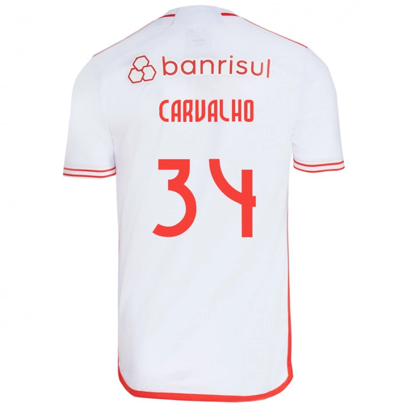 Danxen Męski Gabriel Carvalho #34 Biały Czerwony Wyjazdowa Koszulka 2025/26 Koszulki Klubowe