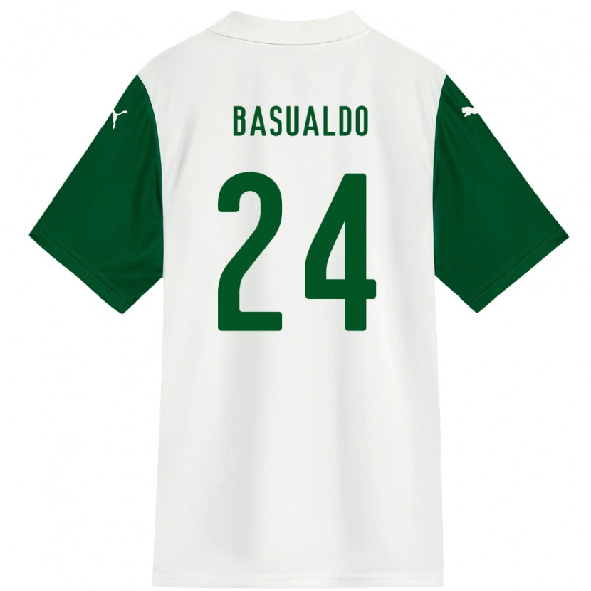 Danxen Męski Luis Basualdo #24 Zielony Biały Wyjazdowa Koszulka 2025/26 Koszulki Klubowe