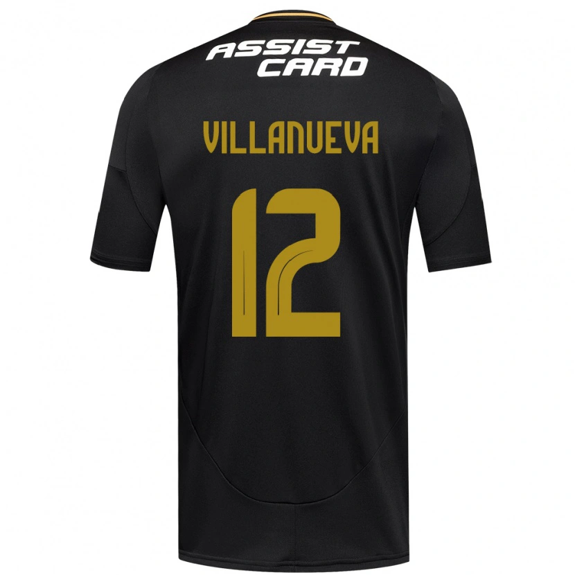 Danxen Męski Eduardo Villanueva #12 Czarny Biały Wyjazdowa Koszulka 2025/26 Koszulki Klubowe