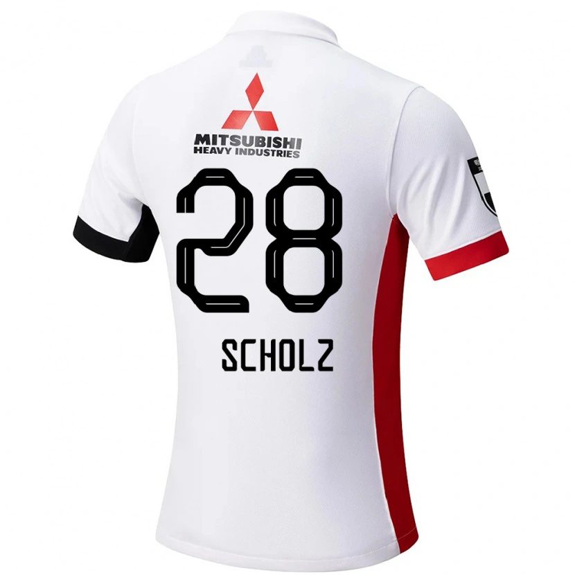 Danxen Męski Alexander Scholz #28 Czerwony Biały Wyjazdowa Koszulka 2025/26 Koszulki Klubowe