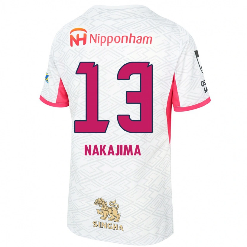 Danxen Męski Motohiko Nakajima #13 Sakura Różowy Biały Wyjazdowa Koszulka 2025/26 Koszulki Klubowe
