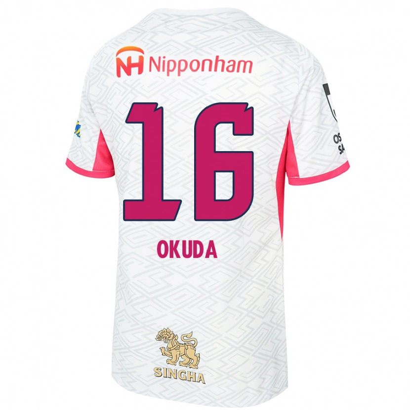 Danxen Męski Hayato Okuda #16 Sakura Różowy Biały Wyjazdowa Koszulka 2025/26 Koszulki Klubowe