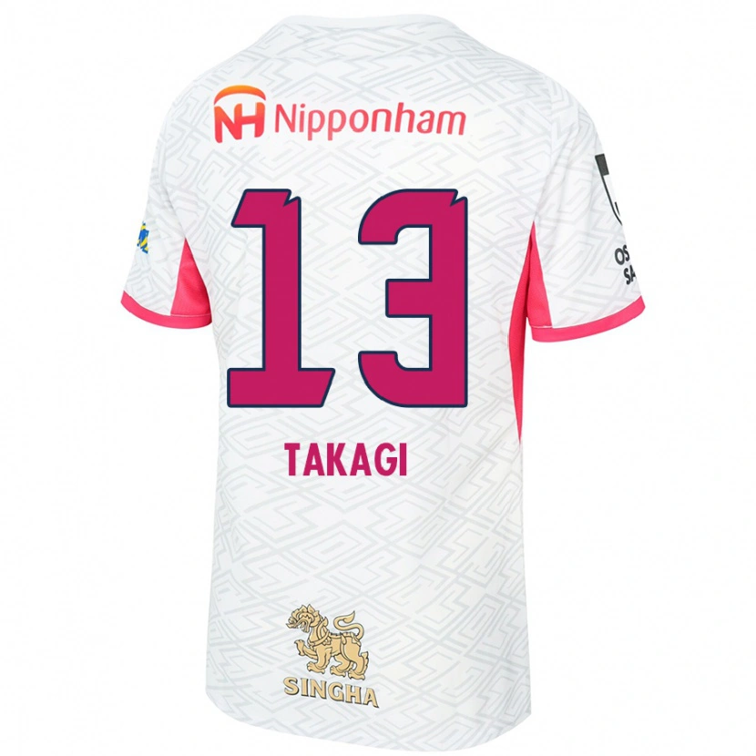 Danxen Męski Toshiyuki Takagi #13 Sakura Różowy Biały Wyjazdowa Koszulka 2025/26 Koszulki Klubowe