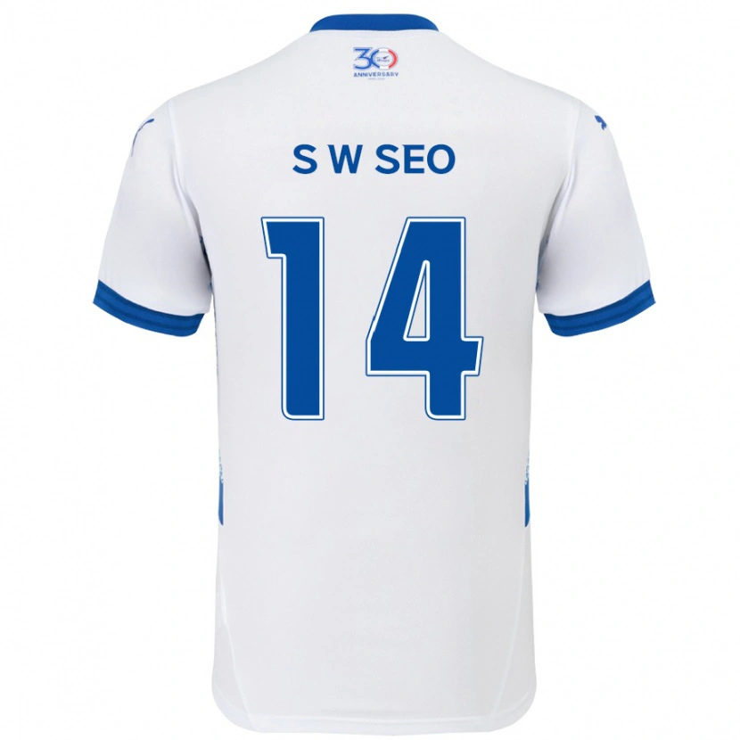 Danxen Męski Woo-Seong Seo #14 Biały Królewski Niebieski Wyjazdowa Koszulka 2025/26 Koszulki Klubowe