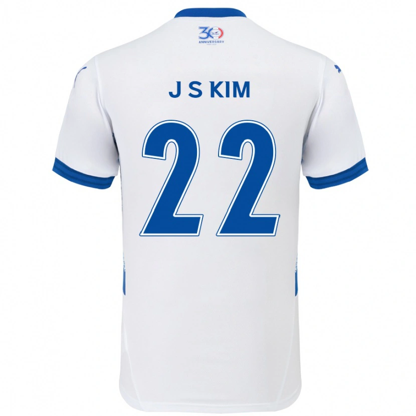 Danxen Męski Sang-Jun Kim #22 Biały Królewski Niebieski Wyjazdowa Koszulka 2025/26 Koszulki Klubowe