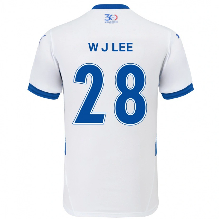 Danxen Męski Jun-Woo Lee #28 Biały Królewski Niebieski Wyjazdowa Koszulka 2025/26 Koszulki Klubowe