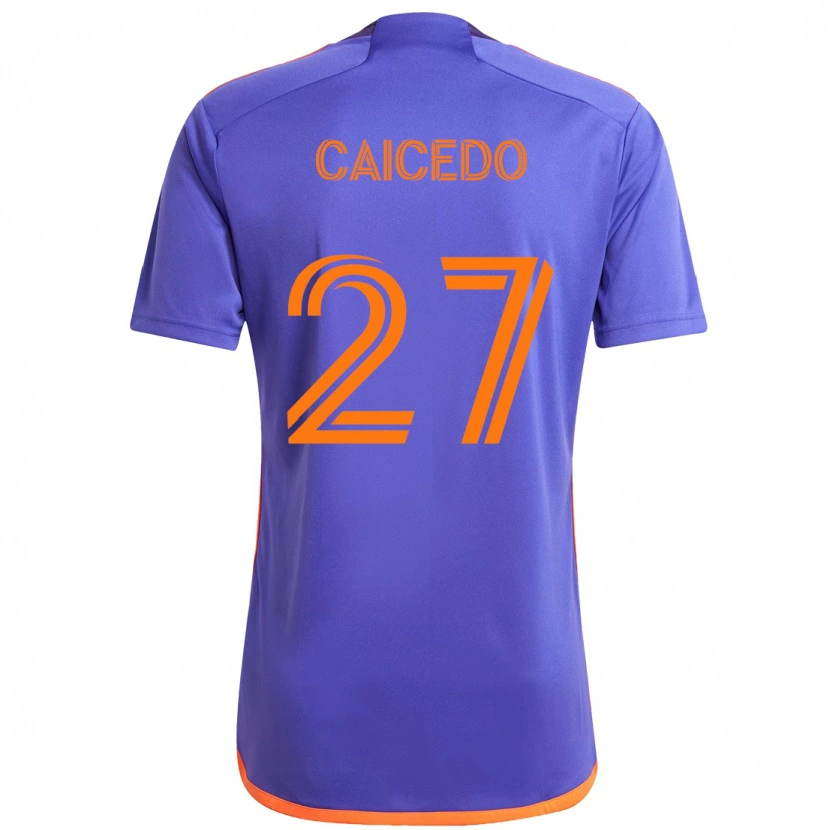 Danxen Kobiety Luis Caicedo #27 Fioletowy Pomarańczowy Wyjazdowa Koszulka 2025/26 Koszulki Klubowe