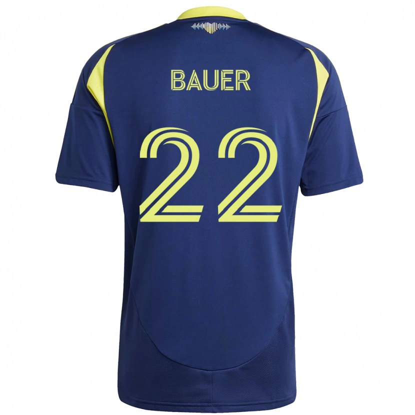 Danxen Kobiety Josh Bauer #22 Żółty Granatowy Wyjazdowa Koszulka 2025/26 Koszulki Klubowe
