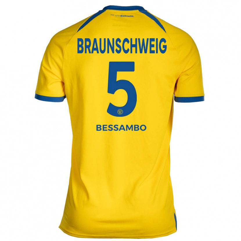 Danxen Kobiety Chris-Calvin Bessambo #5 Żółto Niebieski Domowa Koszulka 2025/26 Koszulki Klubowe