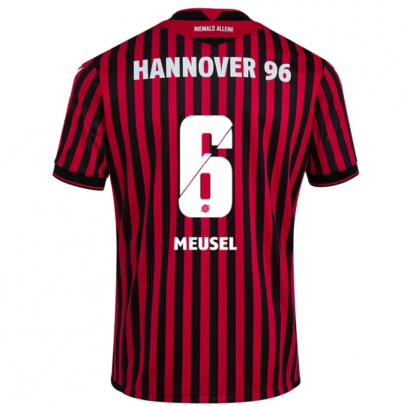 Danxen Kobiety Julius Meusel #6 Czerwono Czarny Domowa Koszulka 2025/26 Koszulki Klubowe
