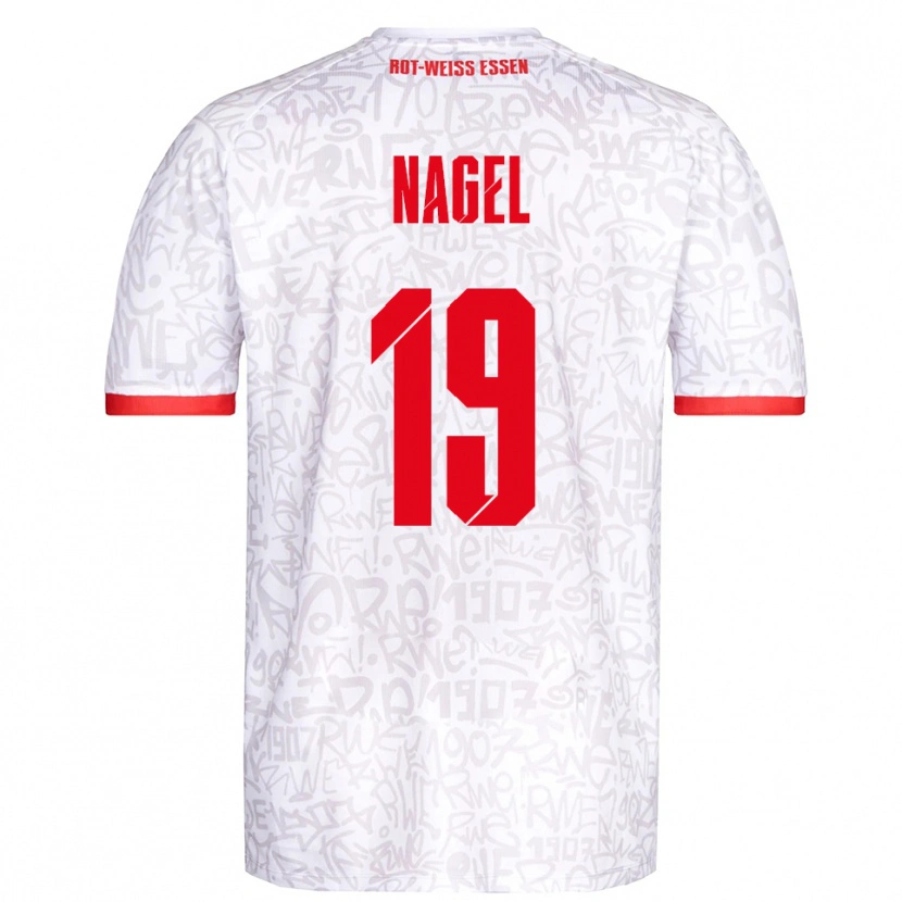 Danxen Kobiety Kjell-Luan Nagel #19 Biało Czerwony Domowa Koszulka 2025/26 Koszulki Klubowe