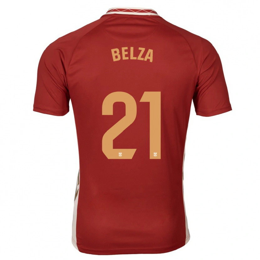 Danxen Kobiety Jesús Belza #21 Burgundowo Złoty Wyjazdowa Koszulka 2025/26 Koszulki Klubowe