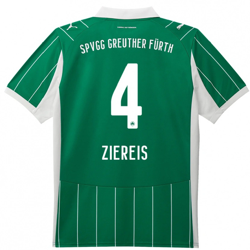 Danxen Kobiety Philipp Ziereis #4 Zielono Biały Wyjazdowa Koszulka 2025/26 Koszulki Klubowe