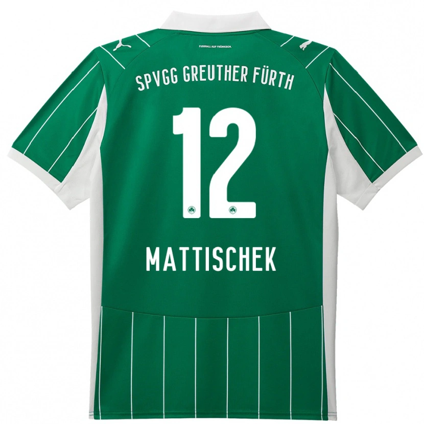 Danxen Kobiety Jakob Mattischek #12 Zielono Biały Wyjazdowa Koszulka 2025/26 Koszulki Klubowe