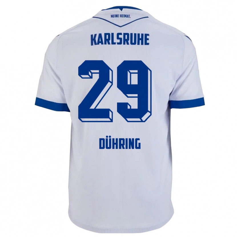 Danxen Kobiety Niclas Dühring #29 Biało Niebieski Wyjazdowa Koszulka 2025/26 Koszulki Klubowe
