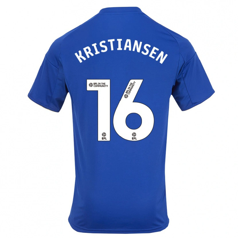 Danxen Dzieci Victor Kristiansen #16 Niebiesko-Złoty Domowa Koszulka 2025/26 Koszulki Klubowe