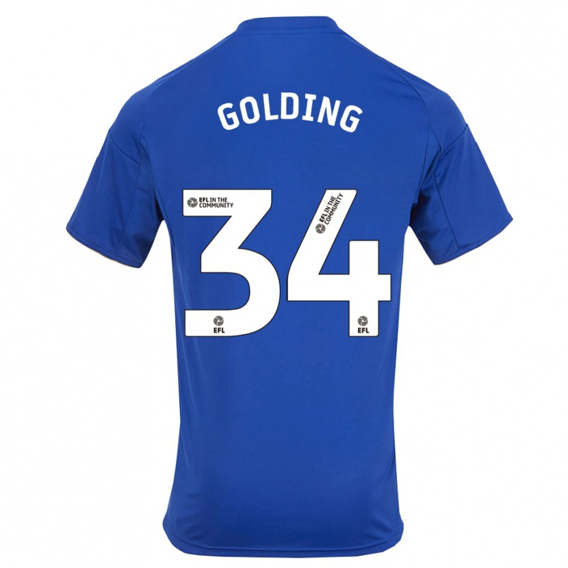Danxen Dzieci Michael Golding #34 Niebiesko-Złoty Domowa Koszulka 2025/26 Koszulki Klubowe