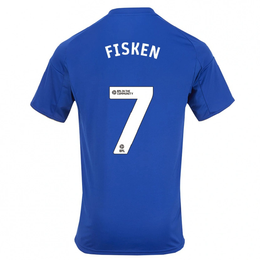 Danxen Dzieci Alfie Fisken #7 Niebiesko-Złoty Domowa Koszulka 2025/26 Koszulki Klubowe