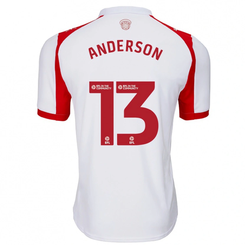 Danxen Dzieci Calum Anderson #13 Biało-Czerwony Domowa Koszulka 2025/26 Koszulki Klubowe