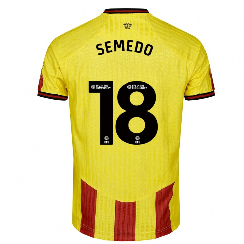 Danxen Dzieci Vivaldo Semedo #18 Żółto-Czerwony Domowa Koszulka 2025/26 Koszulki Klubowe