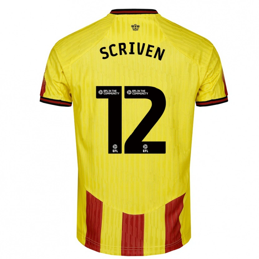 Danxen Dzieci Jonny Scriven #12 Żółto-Czerwony Domowa Koszulka 2025/26 Koszulki Klubowe