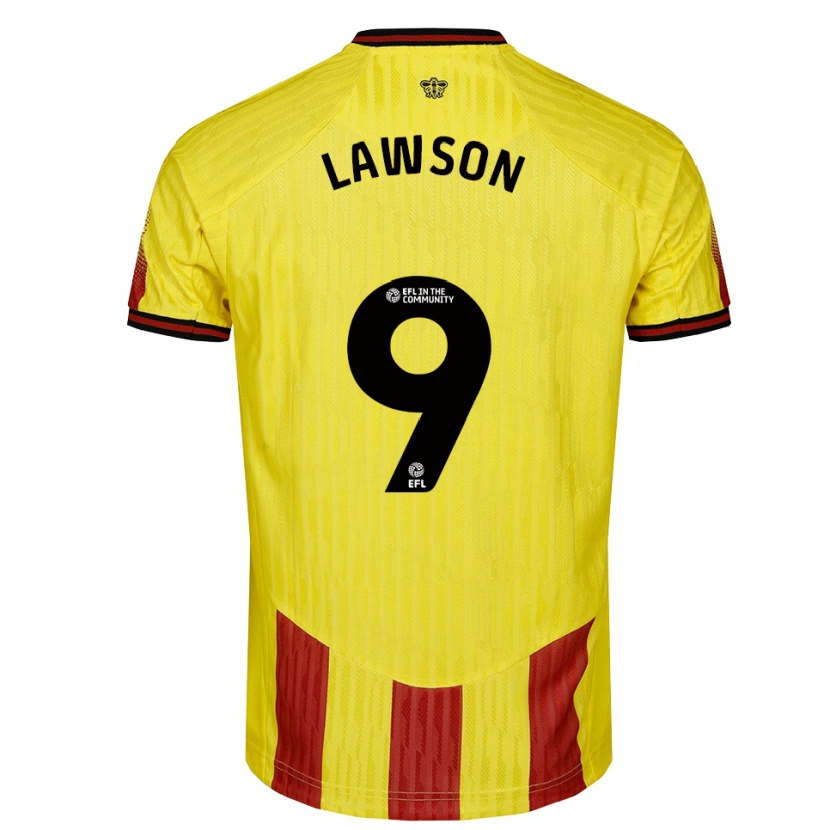 Danxen Dzieci Jonathan Lawson #9 Żółto-Czerwony Domowa Koszulka 2025/26 Koszulki Klubowe