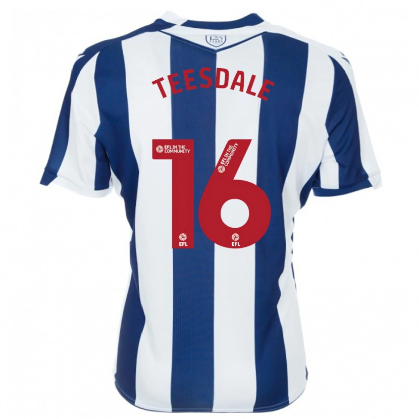 Danxen Dzieci Finn Teesdale #16 Granatowo-Biały Domowa Koszulka 2025/26 Koszulki Klubowe