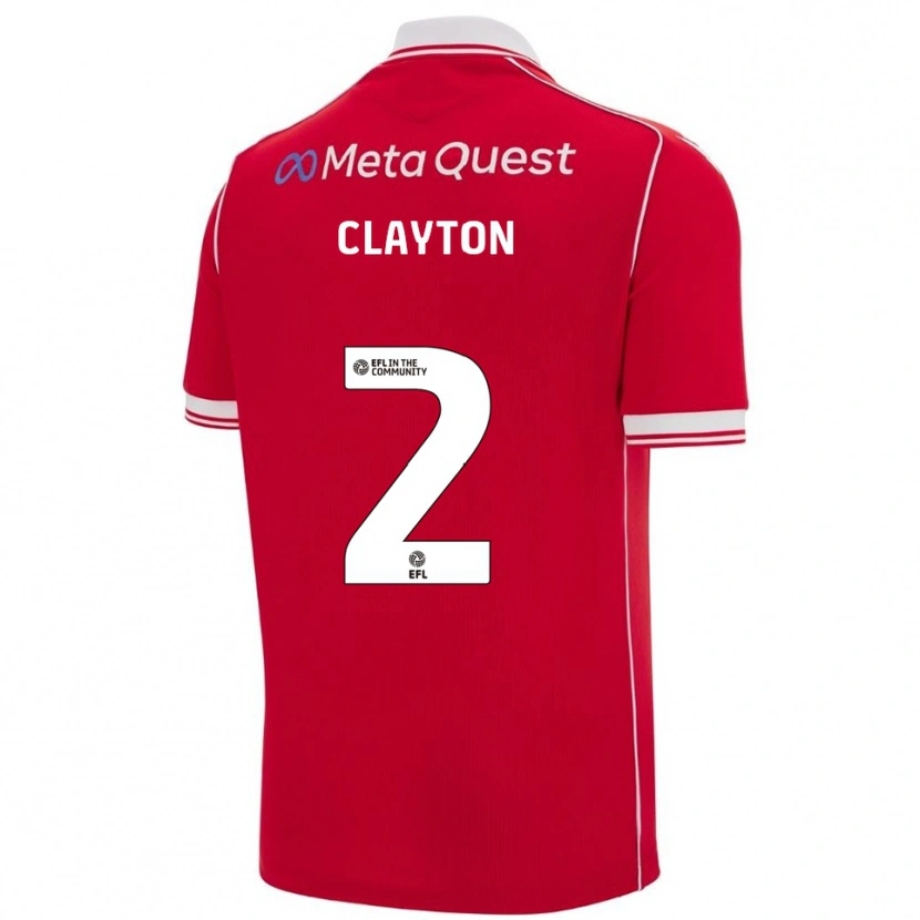 Danxen Dzieci Tommy Clayton #2 Czerwono-Biały Domowa Koszulka 2025/26 Koszulki Klubowe