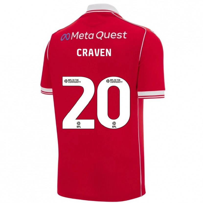 Danxen Dzieci Lizzie Craven #20 Czerwono-Biały Domowa Koszulka 2025/26 Koszulki Klubowe