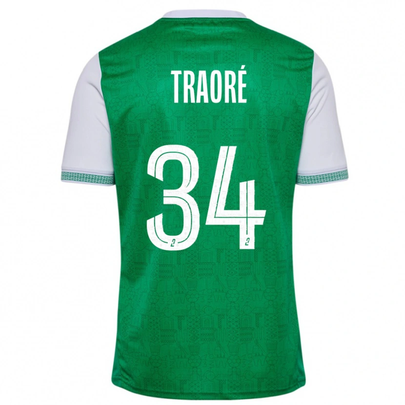 Danxen Dzieci Lassana Traoré #34 Zielono-Biały Domowa Koszulka 2025/26 Koszulki Klubowe