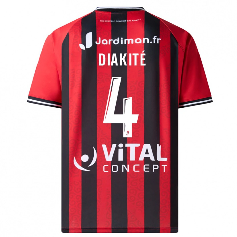 Danxen Dzieci Ibrahima Diakité #4 Czerwono-Czarny Domowa Koszulka 2025/26 Koszulki Klubowe