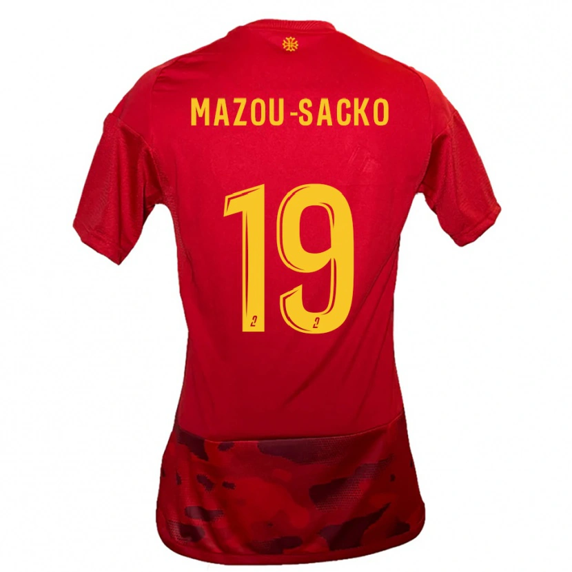 Danxen Dzieci Derek Mazou-Sacko #19 Czerwono-Żółty Domowa Koszulka 2025/26 Koszulki Klubowe