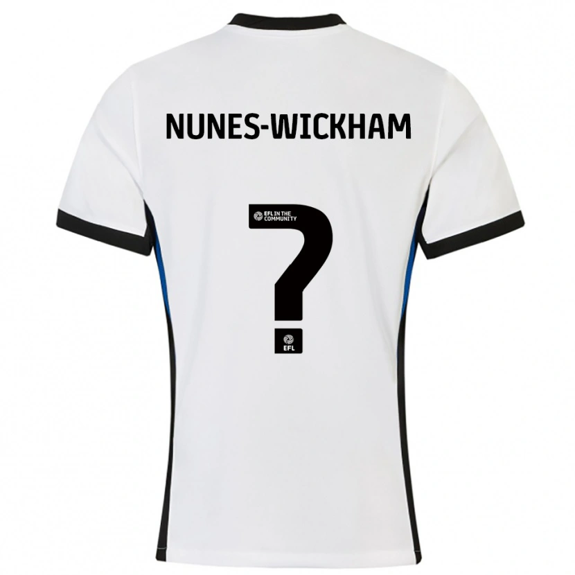 Danxen Dzieci Jayden Nunes-Wickham #0 Biało-Niebieski Wyjazdowa Koszulka 2025/26 Koszulki Klubowe