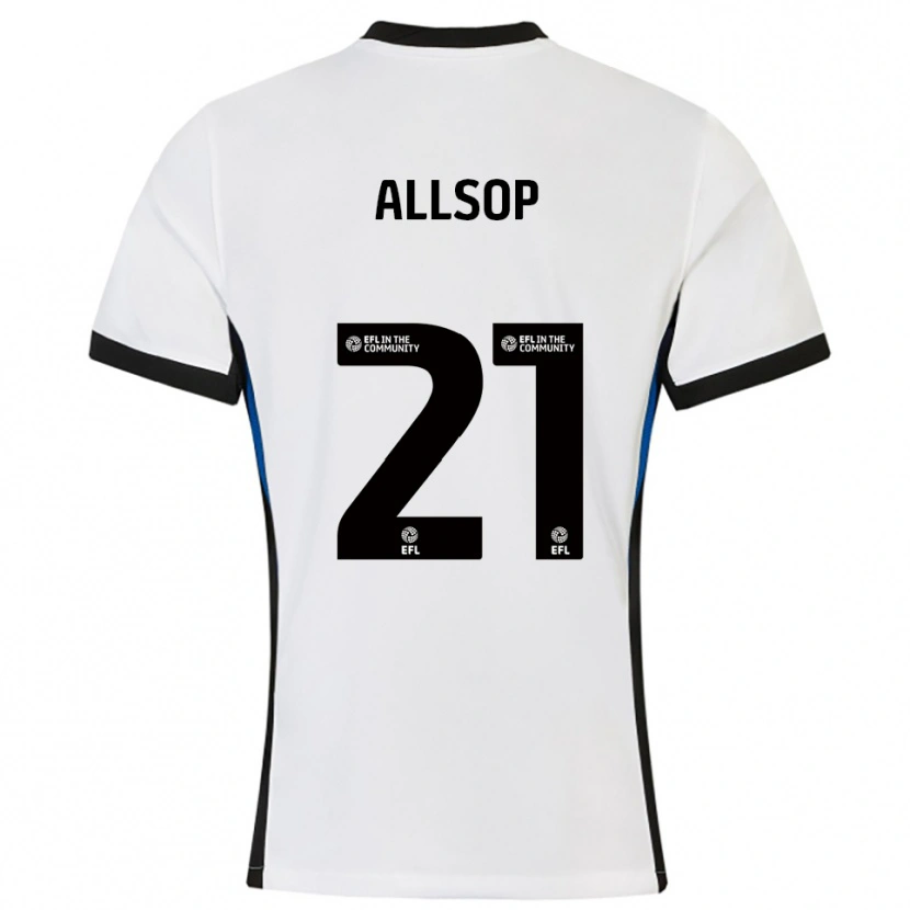 Danxen Dzieci Ryan Allsop #21 Biało-Niebieski Wyjazdowa Koszulka 2025/26 Koszulki Klubowe