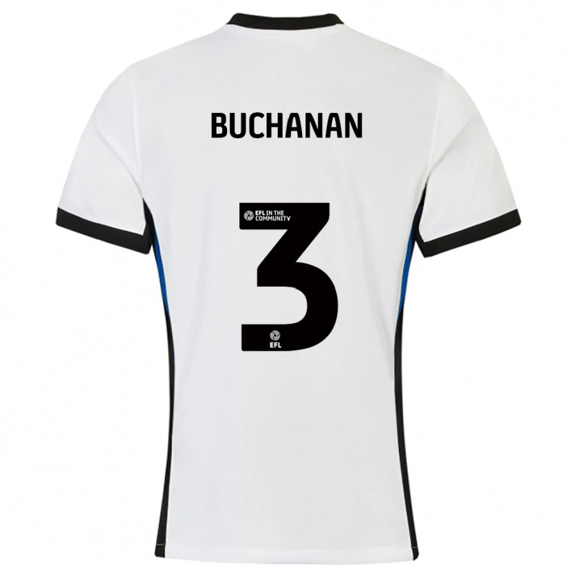 Danxen Dzieci Lee Buchanan #3 Biało-Niebieski Wyjazdowa Koszulka 2025/26 Koszulki Klubowe