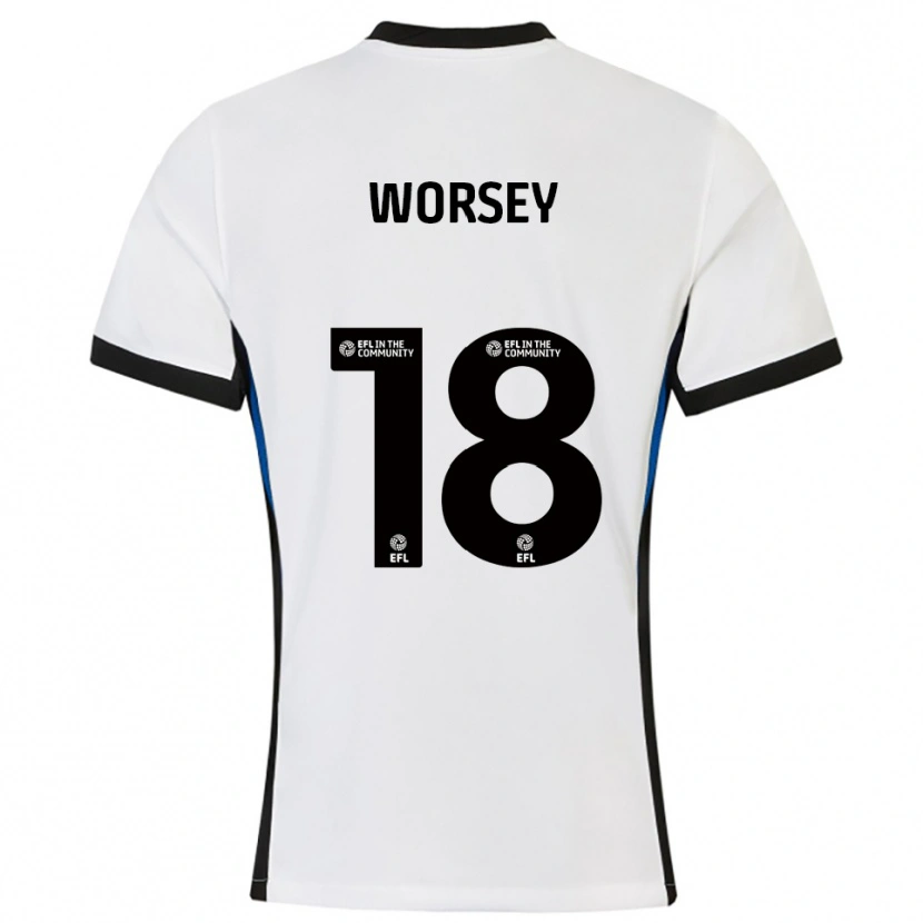 Danxen Dzieci Louanne Worsey #18 Biało-Niebieski Wyjazdowa Koszulka 2025/26 Koszulki Klubowe