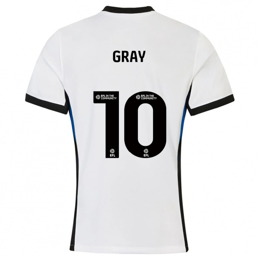 Danxen Dzieci Demarai Gray #10 Biało-Niebieski Wyjazdowa Koszulka 2025/26 Koszulki Klubowe