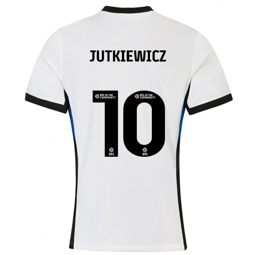Danxen Dzieci Lukas Jutkiewicz #10 Biało-Niebieski Wyjazdowa Koszulka 2025/26 Koszulki Klubowe