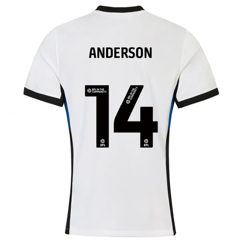 Danxen Dzieci Keshi Anderson #14 Biało-Niebieski Wyjazdowa Koszulka 2025/26 Koszulki Klubowe
