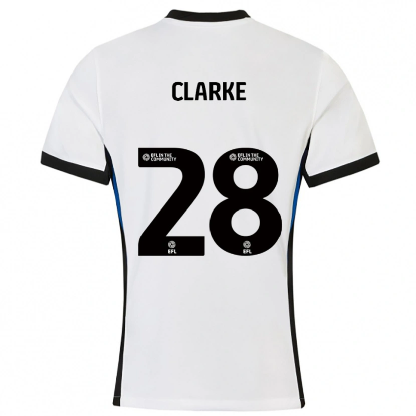 Danxen Dzieci Charlotte Clarke #28 Biało-Niebieski Wyjazdowa Koszulka 2025/26 Koszulki Klubowe