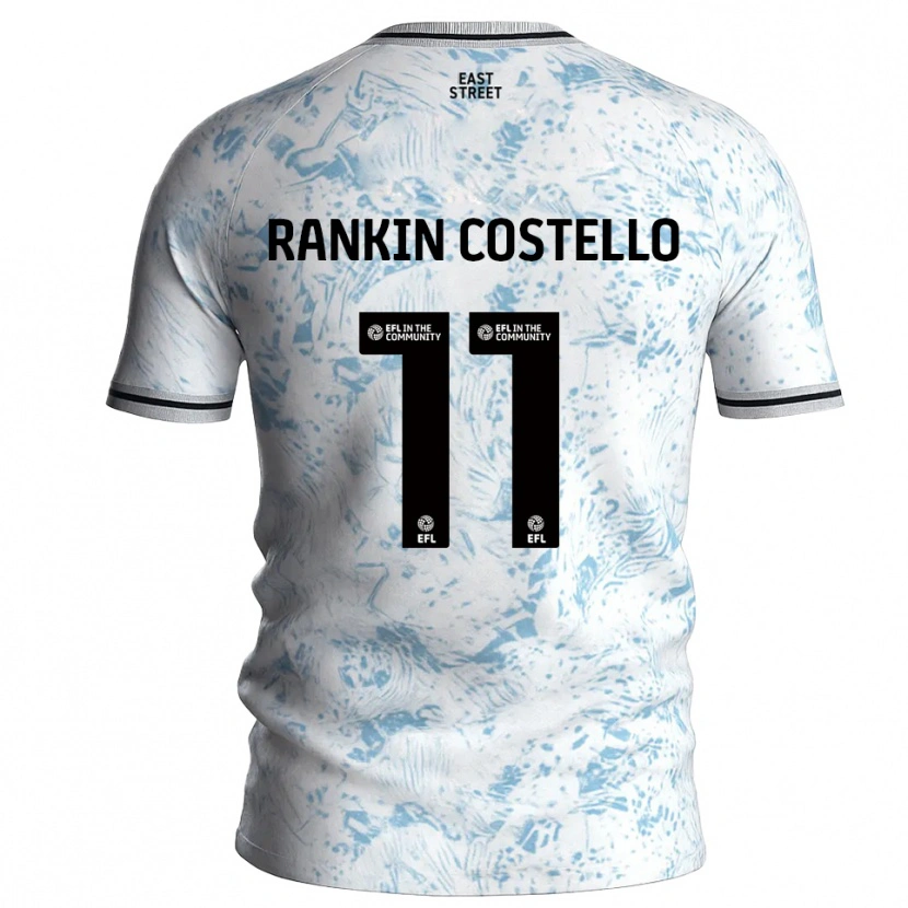 Danxen Dzieci Joe Rankin-Costello #11 Biało-Błękitny Wyjazdowa Koszulka 2025/26 Koszulki Klubowe